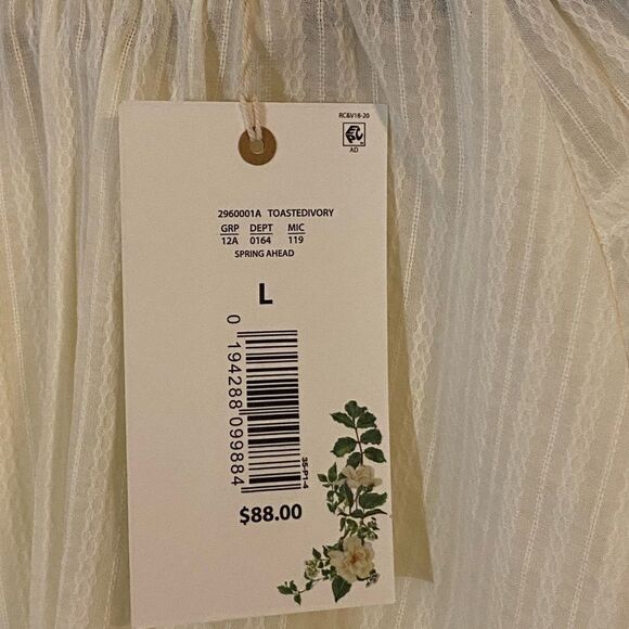 Chelsea & Violet Cream Boho blouse Bow Large Toasted Ivory Spring - Picture 7 of 8